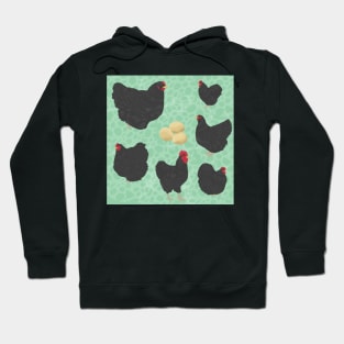 Black Orpington Chickens Mint Hoodie